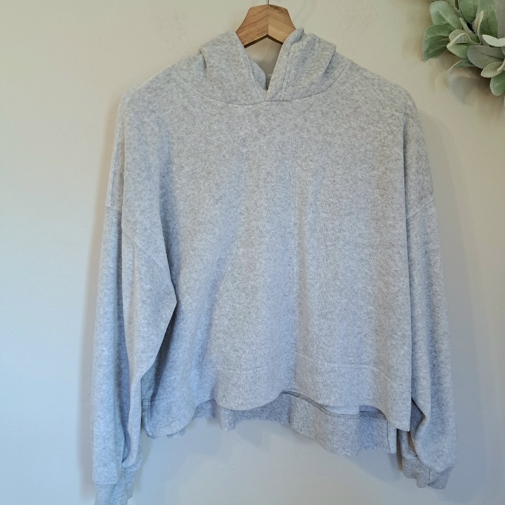 Aerie Gray Cropped Hoodie Sweater Size S P